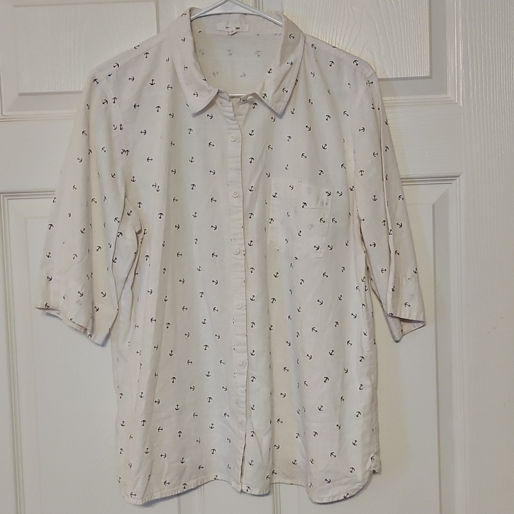 Maurices White Anchor Casual Top XL